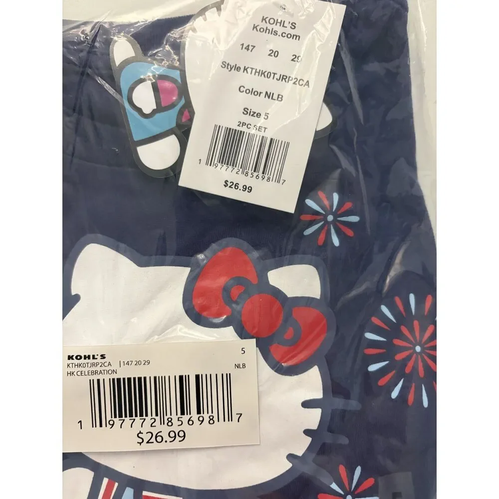 Girls Hello Kitty 2-Piece Peplum Tee & Shorts Set size 5